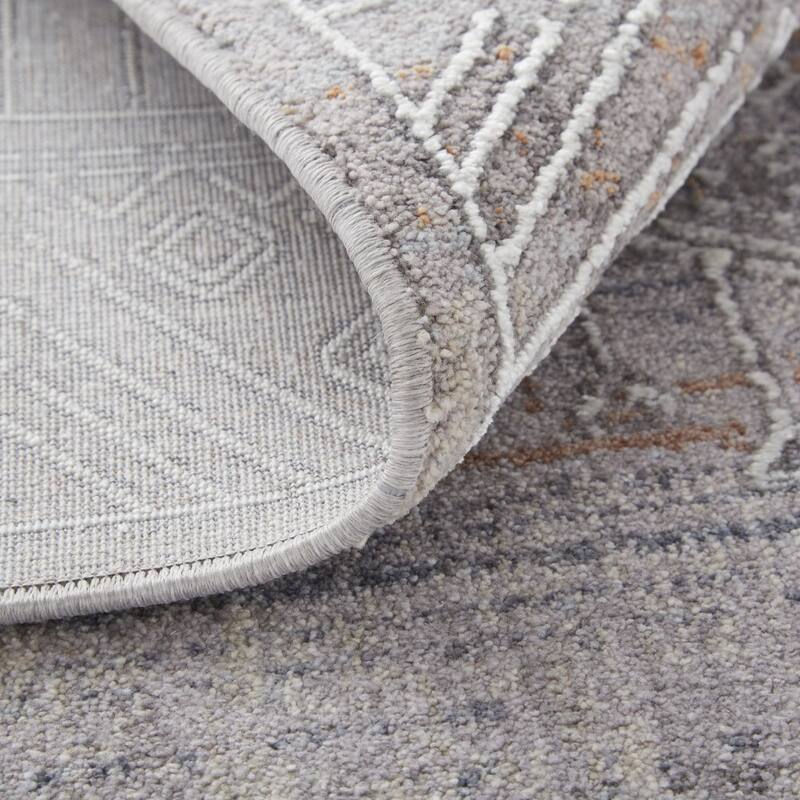 Xejas Power Loomed Distressed Geometric Stain Resistant Area Rug By HomeRoots - 8' Runner