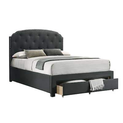 Linen Upholstered Twin Size Bed with 1 Drawer