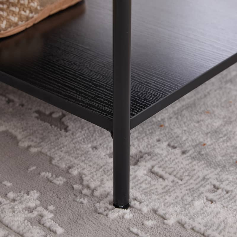 30.7"W Modern Ottoman Coffee Table,Upholstered Bench Footrest with Wood Storage Shelf