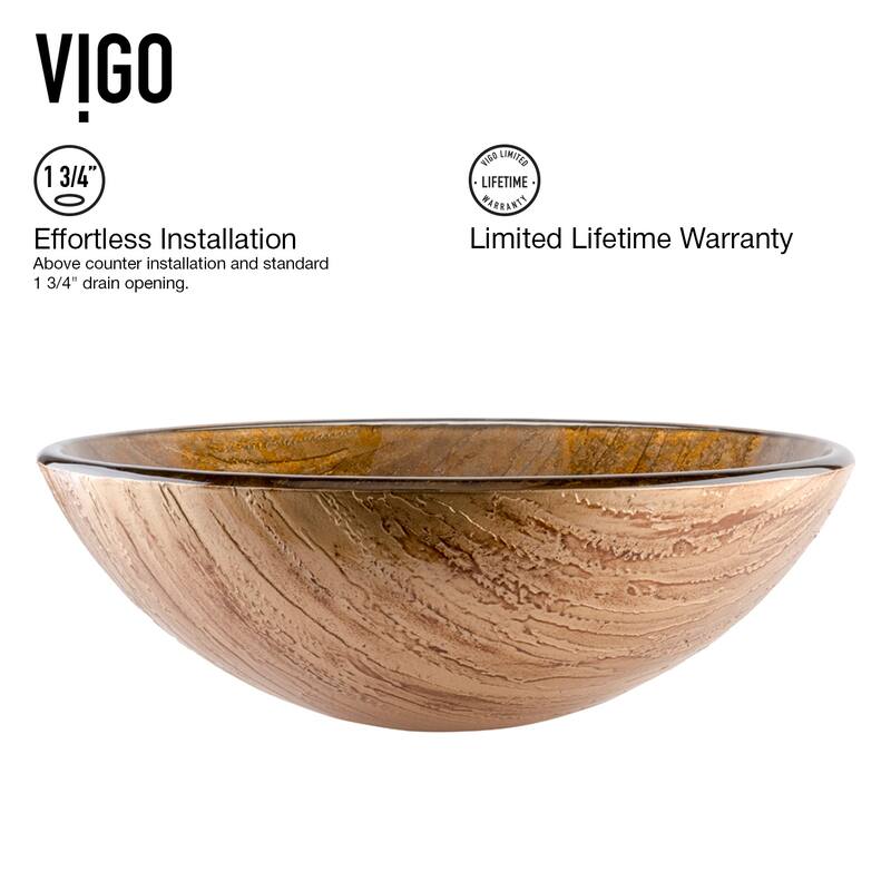 VIGO Giovanni 17"L x 17"W x 6"H Glass Round Vessel Bathroom Sink