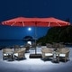 preview thumbnail 1 of 7, 15ft Patio Umbrella Outdoor Market Umbrella with Base and LED Lights Red