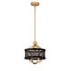 preview thumbnail 4 of 8, Lorelei Matte Black+Gold 1-Light Metal Drum Shade Pendant Light