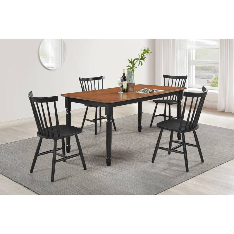 Hollyoak Walnut and Black Rectangular Dining Set