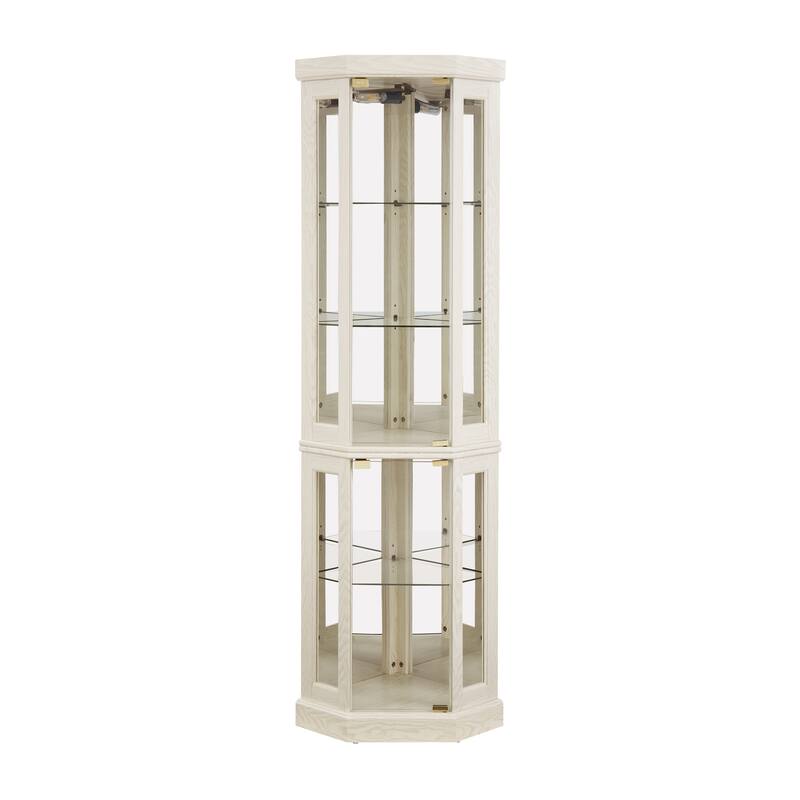 Vintage Display Case with Adjustable Glass Shelves and Lighting System for Living Room, Kitchen