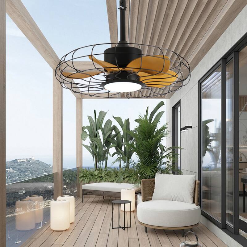 23 in Outdoor Ceiling Fan with Lights,IP65 Waterproof Fan - Black