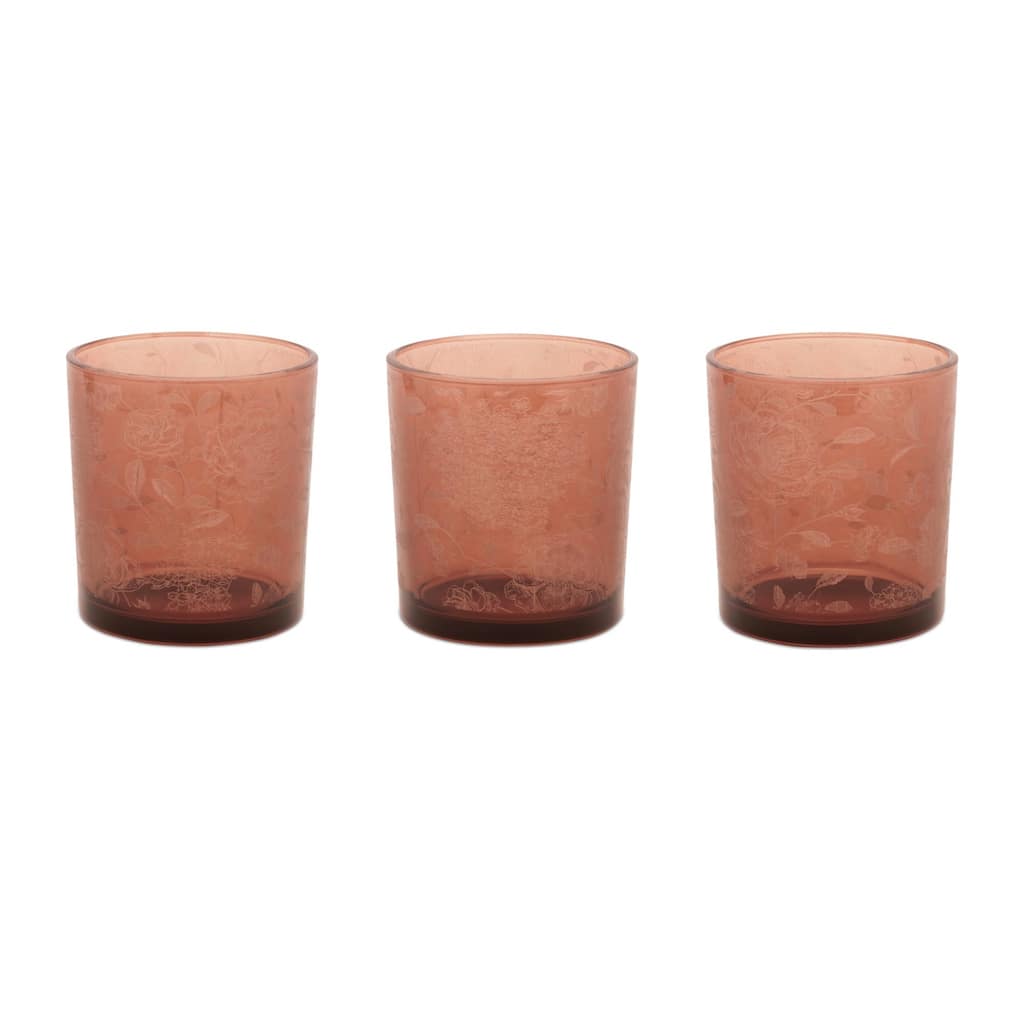 Amber Floral Print Votive Holder (Set of 3)