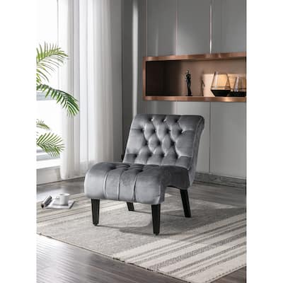 Accent Living Room Chair Leisure Chair with Rubber Wood Legs, Curved Armless Chairs Living Room Chairs for Small Spaces