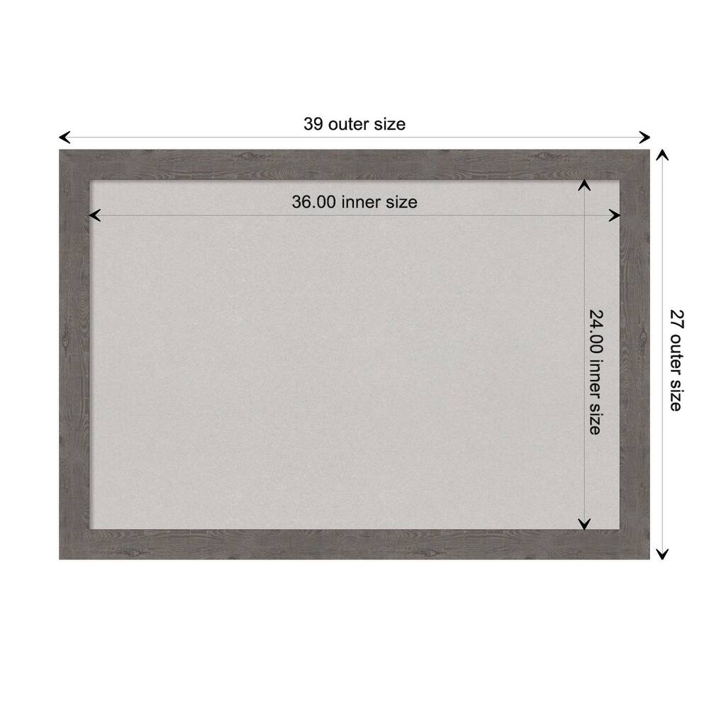 Rustic Plank Narrow Framed Grey Corkboard Bulletin Board