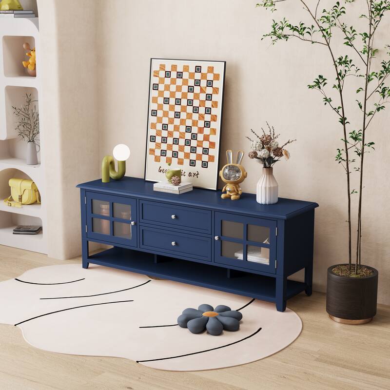 Entertainment Center with Storage Space - Blue