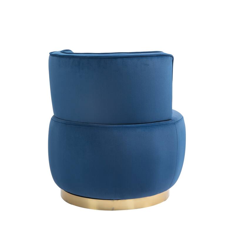 Swivel Barrel Chair, Comfy Velvet Upholstered Accent Sofa Chair, Leisure Club Chair with Shell-Shaped Back & Angled Armrests