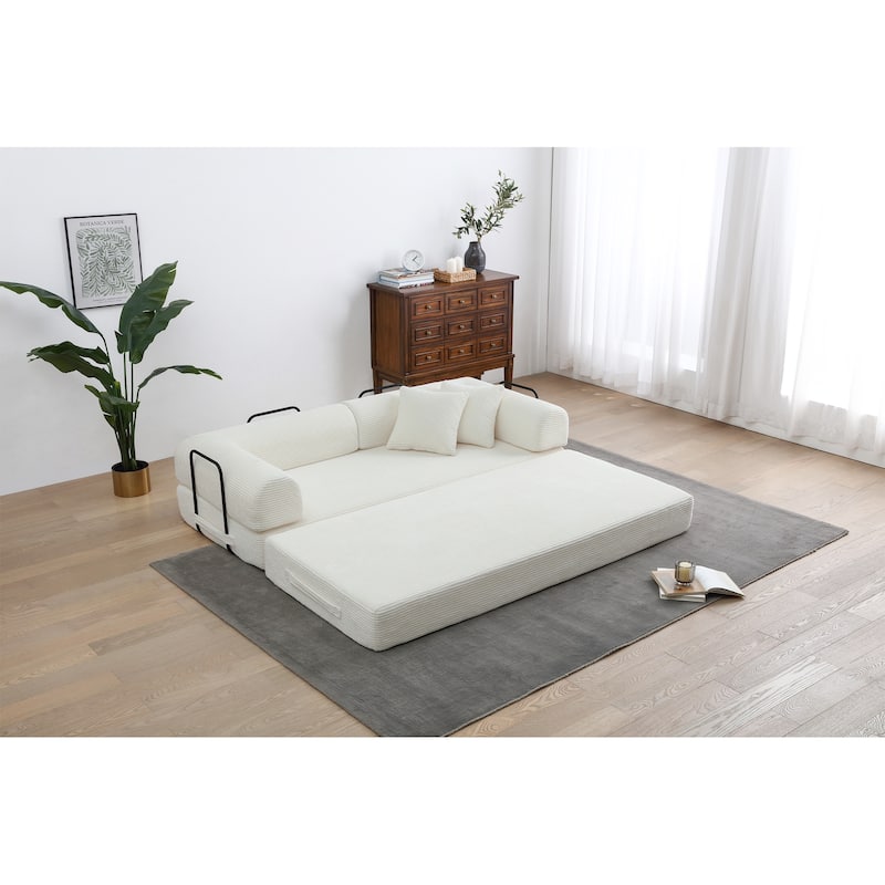 Twilight 2 - Piece Convertible Sleeper Sofa Bed, Corduroy Folding Mattress Couch with Fixed-Shape Framefor Cozy Living Spaces
