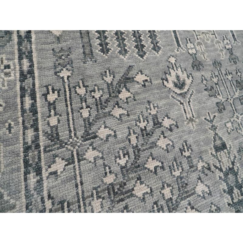 Hand Knotted Gray Turkish Oushak Wool Traditional Oriental Area Rug - 7' 11'' x 10'