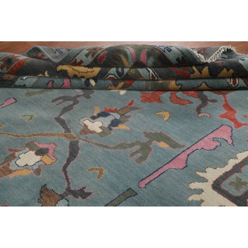 Floral Oushak Indian Area Rug Handmade Wool Carpet - 9'3"x 11'11"