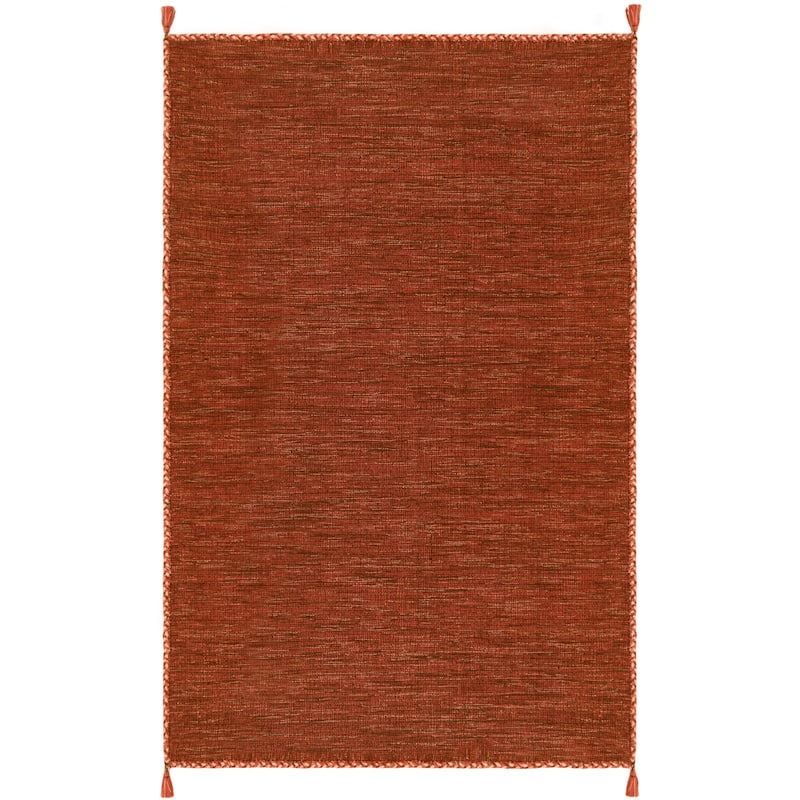 SAFAVIEH Handmade Flatweave Montauk Jahi Plaid Casual Cotton Rug - 5' Square - Orange/Black