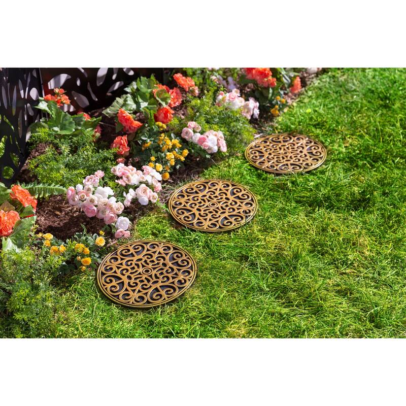 Recycled Rubber Stepping Stones, Set of 3 - Golden Medallion