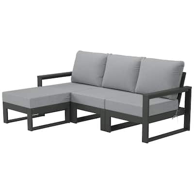 Endless Patio 4-Piece Deep Seating Set with Ottoman with Gray Frame