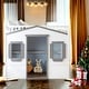 preview thumbnail 2 of 14, Full Size House Loft Bed With Ladder-White+Gray Frame