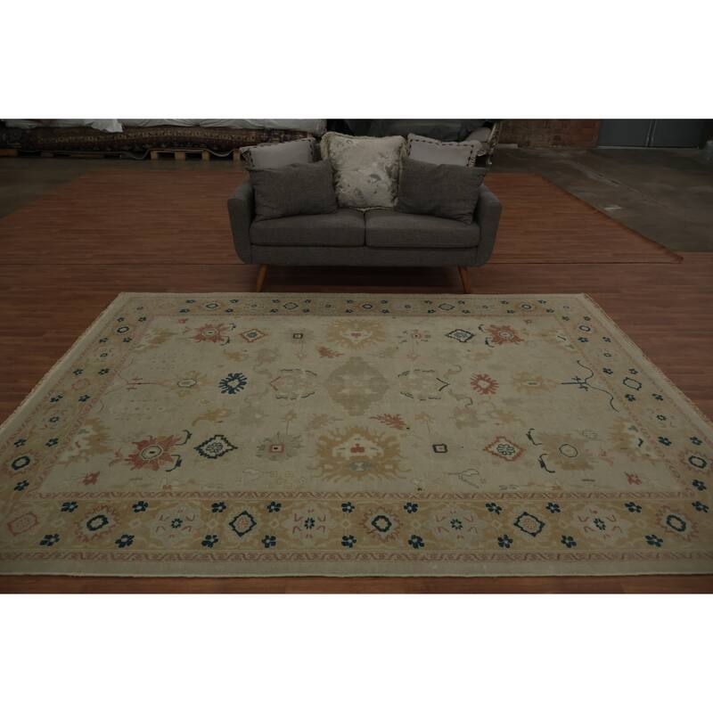 Hand Knotted Oriental 100% Wool Carpet Traditional Floral Greys & Charcoal Ziegler Area Rug - 9' 9'' X 7' 7''