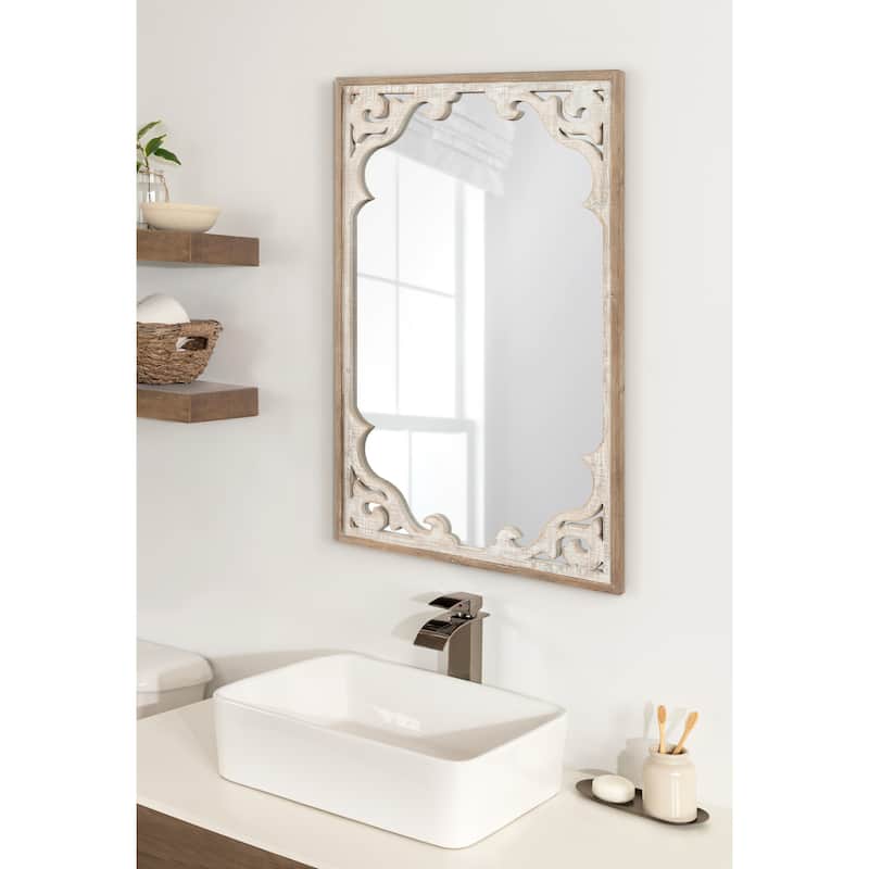 Kate and Laurel Shovali Framed Wall Mirror - Rustic Brown/White - 22x34