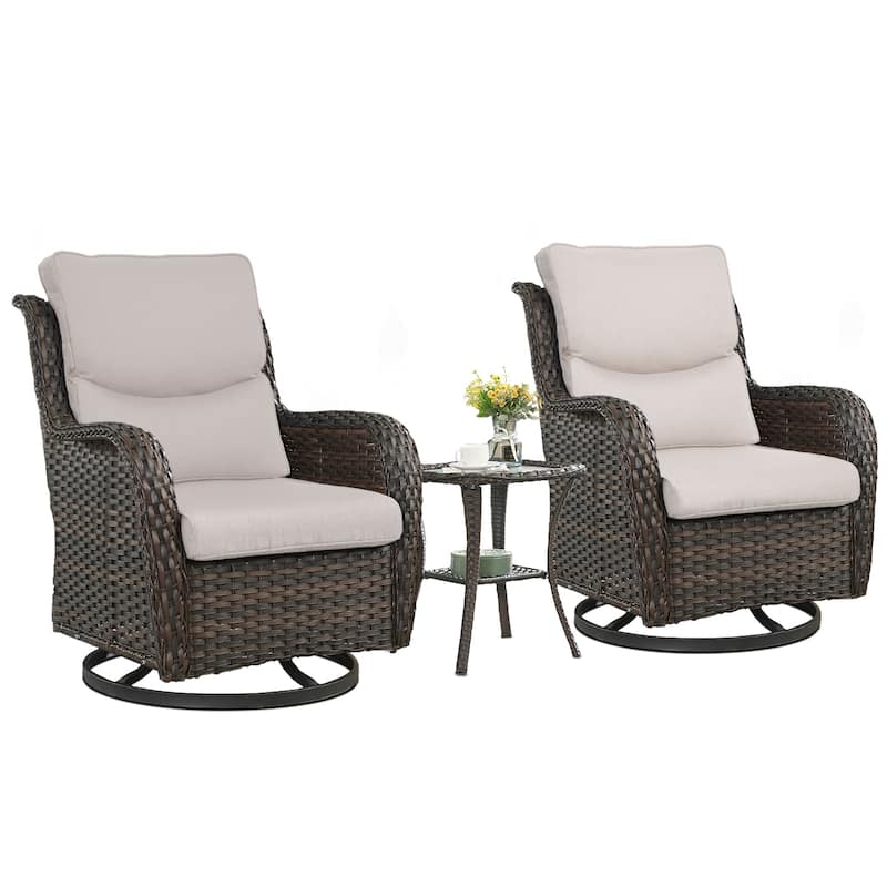 Pocassy Outdoor Glider Chairs Table with 4Inch 5Inch 6Inch Cushion