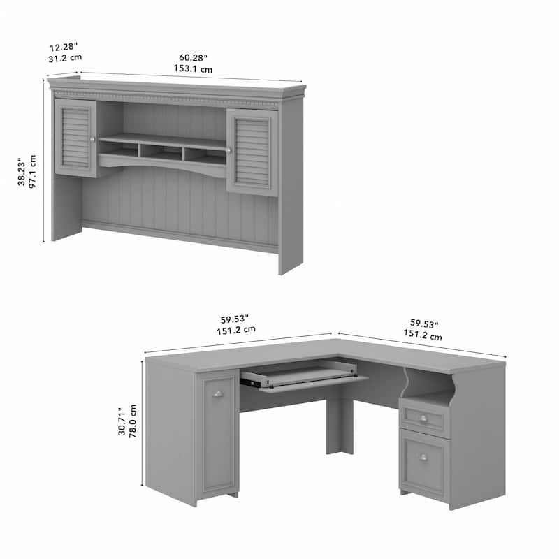 Fairview 60W L Shaped Desk with Hutch by Bush Furniture