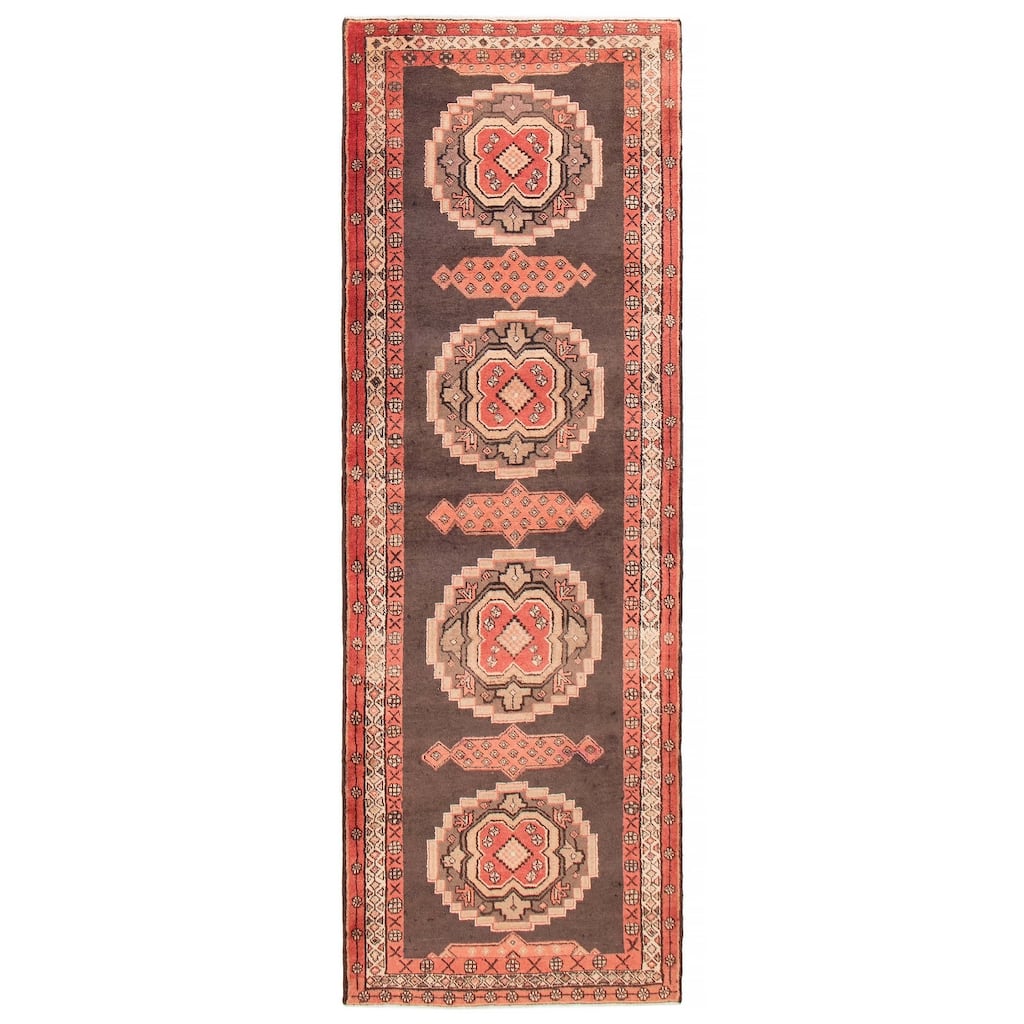 ECARPETGALLERY Hand-knotted Konya Anatolian Black, Red Wool Rug - 3'8 x 10'6