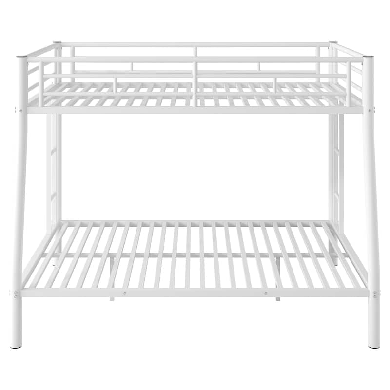 Full XL over Queen Size Metal Bunk Bed with Ladder & Guardrails for Kids