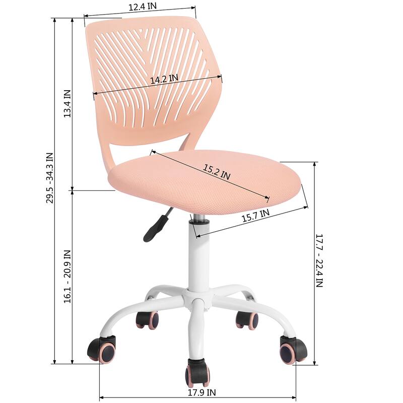 HomyLin Armless Swivel Kids Desk Chair with Mesh Padded Seating