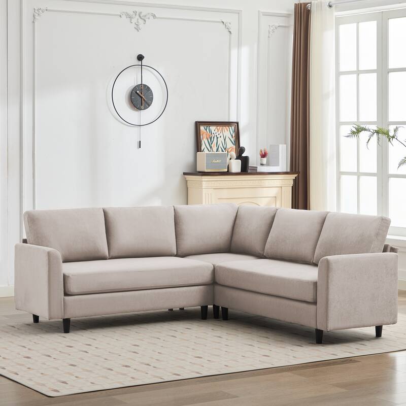 Snow Velvet Sectional Sofa