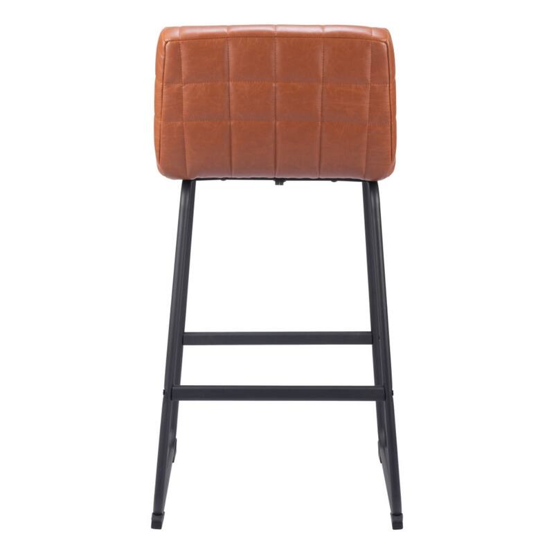 Set of 2 Armless Faux Leather Bar Stools with Tufted Seat and Sled Base for Living Room or Kitchen Island