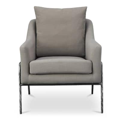 NADAAL STUDIOS Riley, Accent Chair Cotton Linen Blend, Light Grey