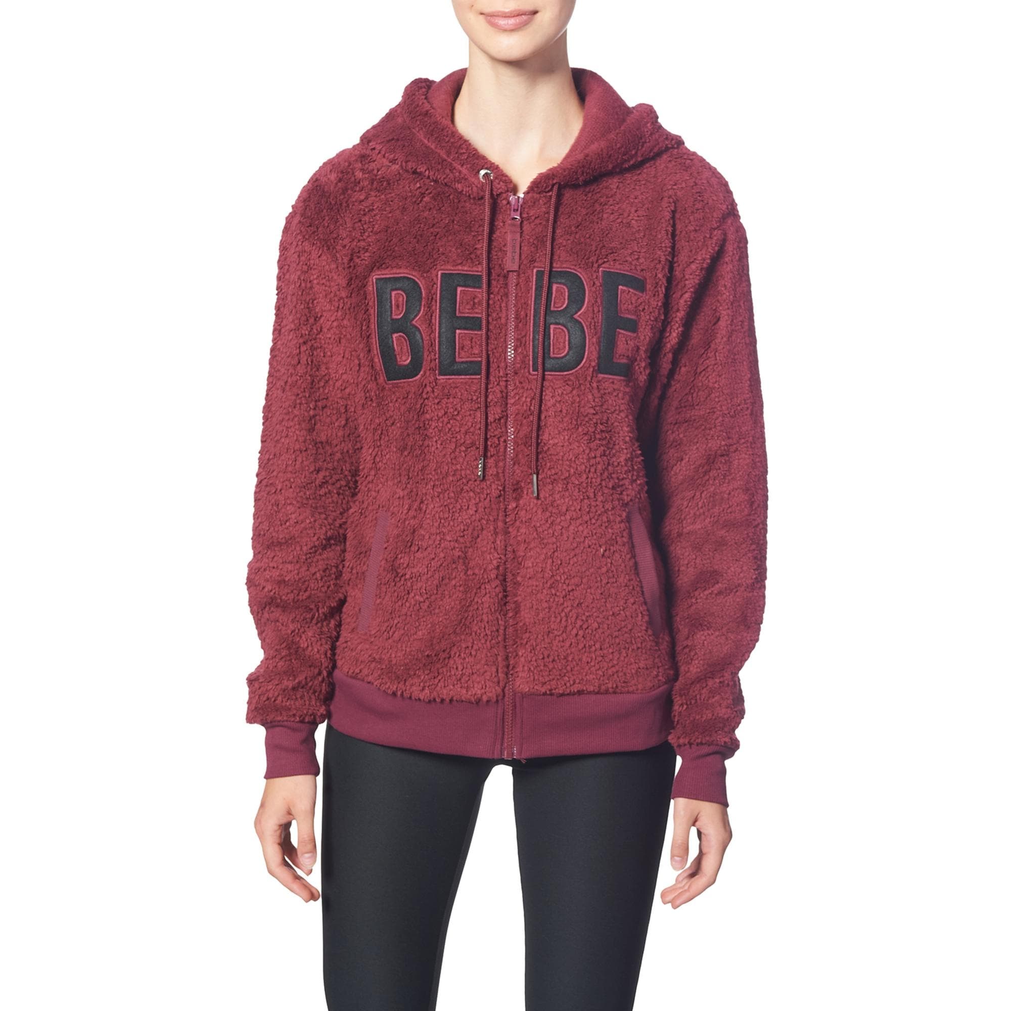 Bebe Sport Sherpa Embroidered Cozy Full Zip Active Hoodie For Women Burgundy Overstock Bebe Sport Sherpa Embroidered Cozy Full Zip Active Hoodie For Women Burgundy Overstock