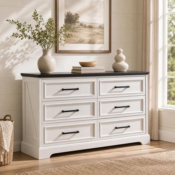 dresser farmhouse Kaycee 7 Drawers Gray Wash Lander Modern Farmhouse Dresser Slate