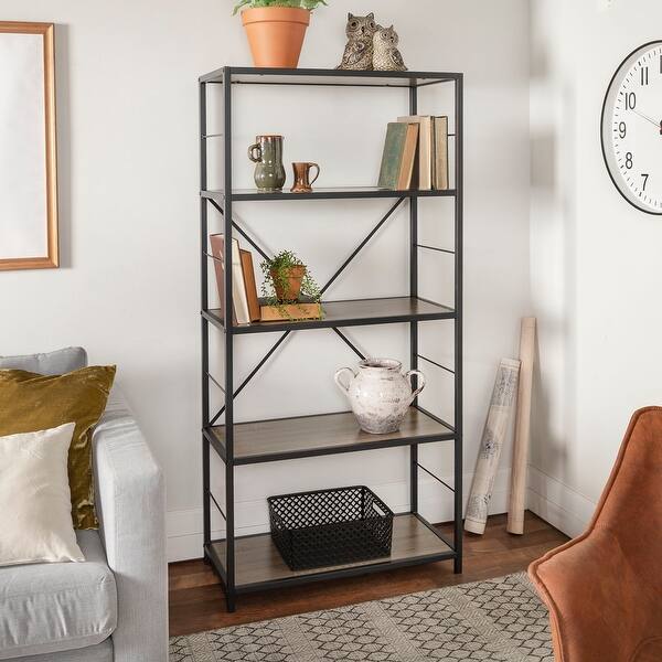 Shop Carbon Loft Ora Metal Wood Rustic Modern Bookshelf