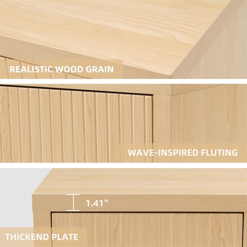 Night Stand with Drawer Storage Fluted Bed Side Table