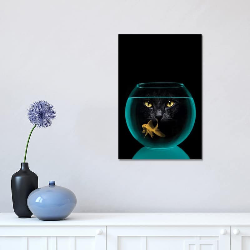 iCanvas "Black Cat Goldfish" by Vin Zzep Canvas Print - 18x12x1.5