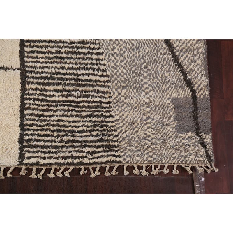 Abstract Contemporary Moroccan Oriental Area Rug Handmade Wool Carpet - 8'9" x 11'11"