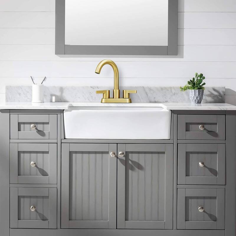 2 Handle 4 Inch Centerset Bathroom Sink Faucet 2 Hole Bathroom Faucet with Supply Hoses Vanity Tap with Overflow Pop Up Drain