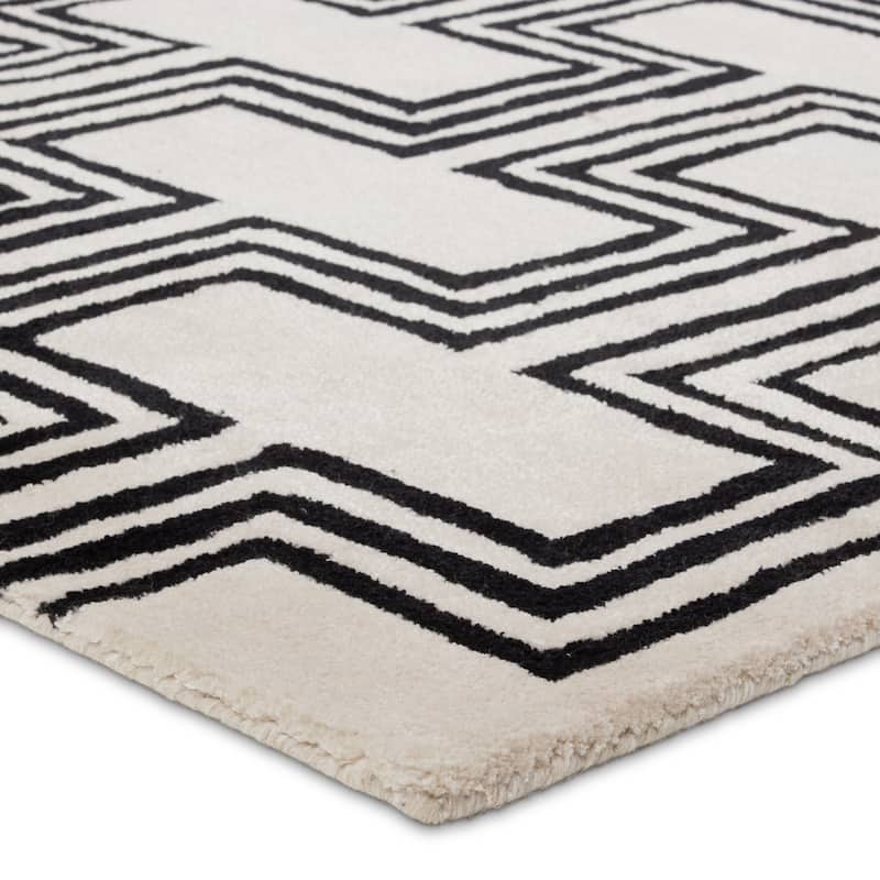 Illi Handmade Geometric Cream/Black Area Rug