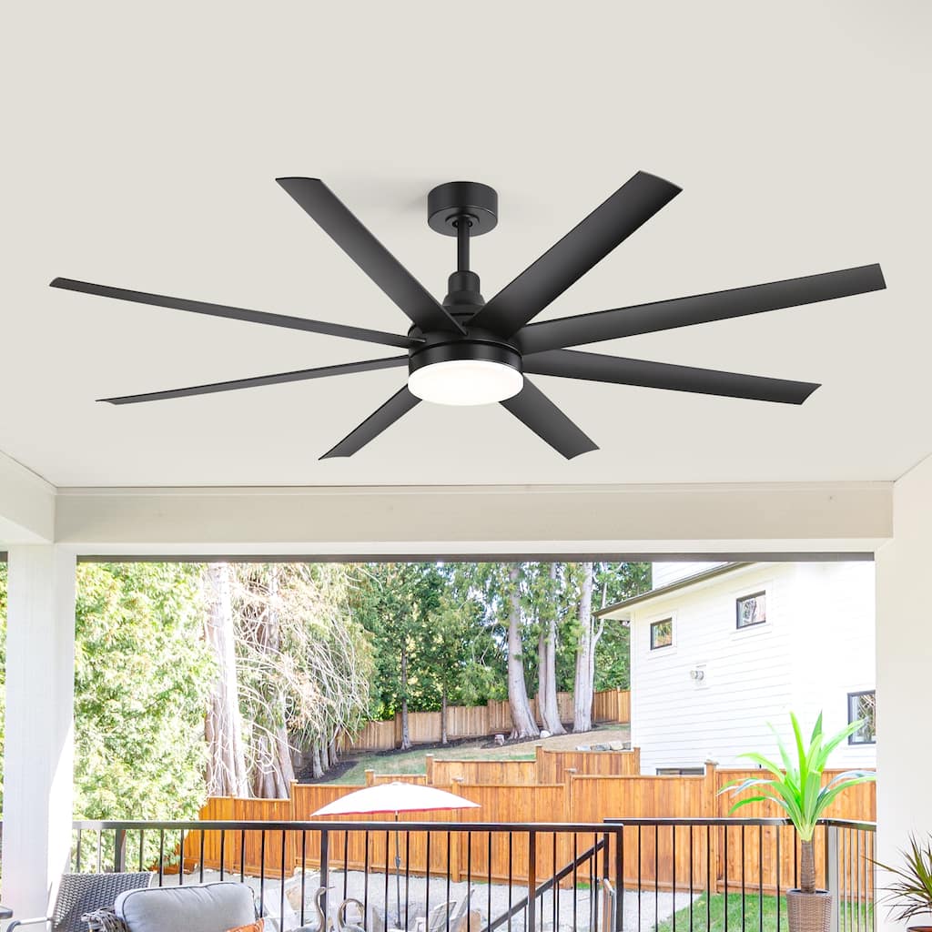 65" Gold LED Ceiling Fan with Light Remote-8 Blade - 65 Inch