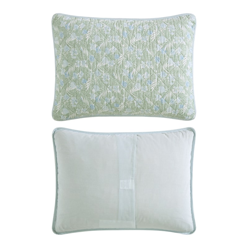 Tommy Bahama Pineapple Bloom Cotton Reversible Green Quilt Set