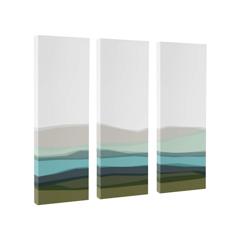 Kate and Laurel Blue Lake Canvas Art Set by The Creative Bunch Studio - 3 Piece 12x28 - Multi
