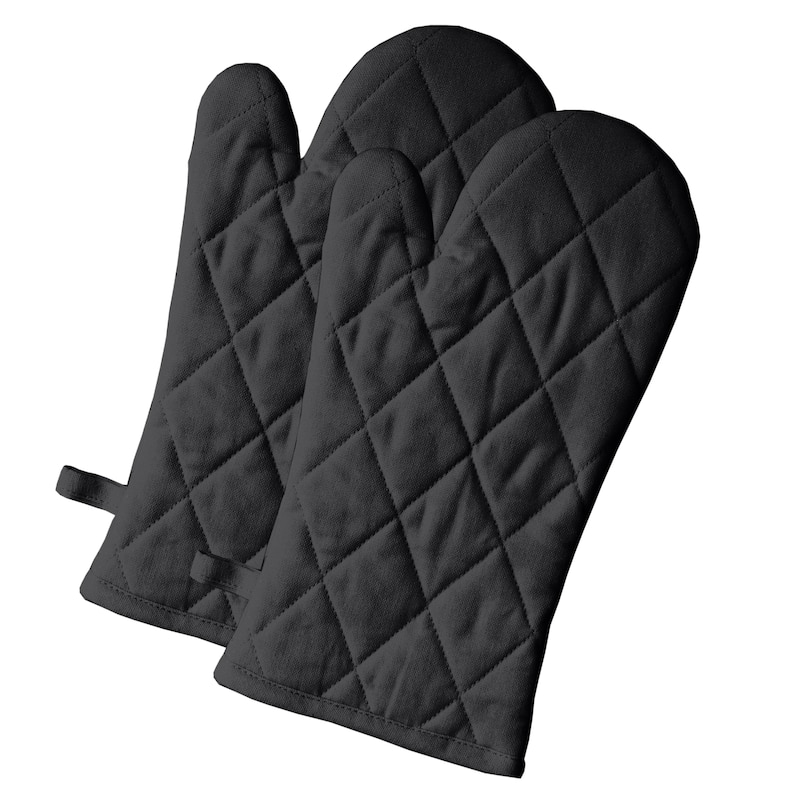 Fabstyles Solo Waffle Cotton Oven Mitt & Pot Holder Set of 4 - 7x12 , 8x8