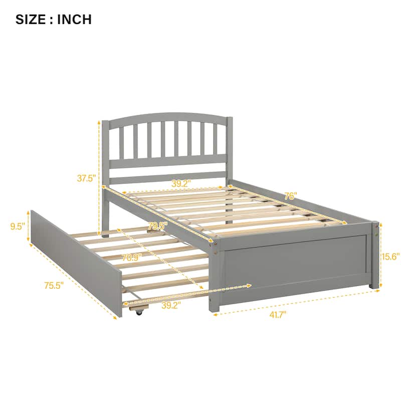 Twin Bed Platform Bed Perfect Guest Bed with Spindle Hedboard