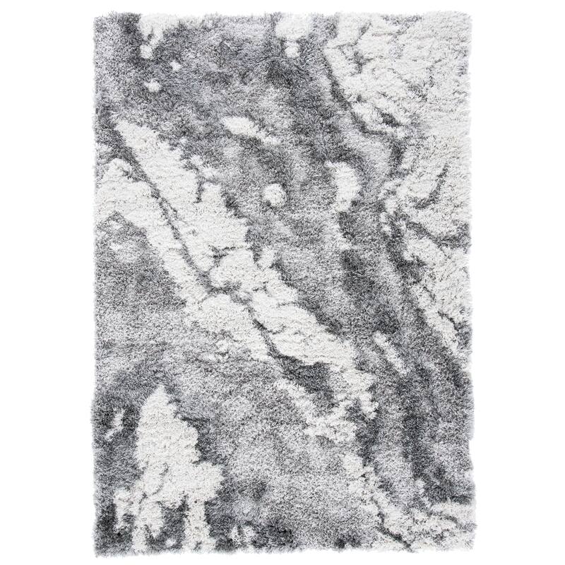 SAFAVIEH Horizon Shag Mukades 2.6-inch Thick Rug - 2' x 3' - Grey/Ivory