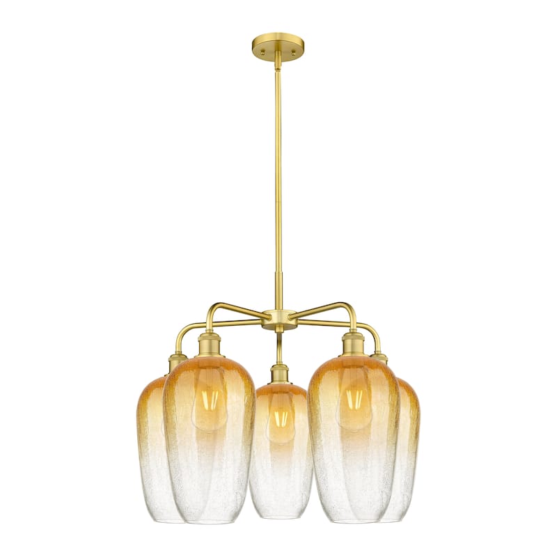 Innovations Lighting Endless Possibilities Ballston - Brookhaven Flute - 5 Light 26" Stem Hung Chandelier - Satin Gold/Amber
