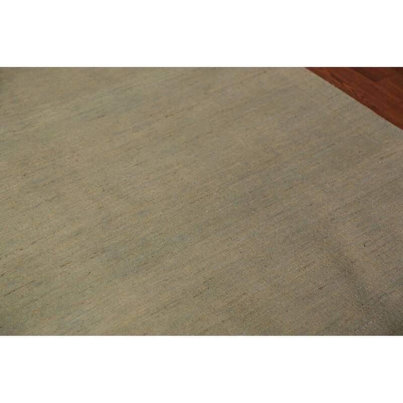 Gabbeh Oriental Rug Handmade Tribal Green Wool Carpet - 5'0" x 6'8"