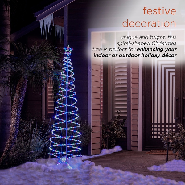 Alpine Corporation Indoor Outdoor Artificial Spiral Christmas Tree with Multi Color LED Lights White On Sale Bed Bath Beyond 31424616
