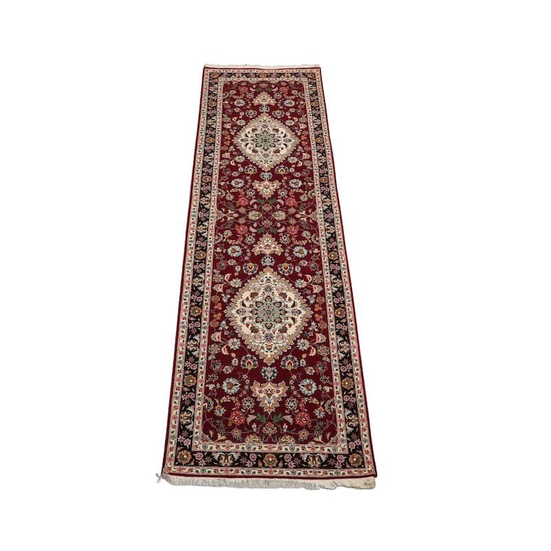2'8''x10'2'' Runner Hand Knotted Wool Maroon Traditional 300 KPSI Rug - 2' 8'' x 10' 2''