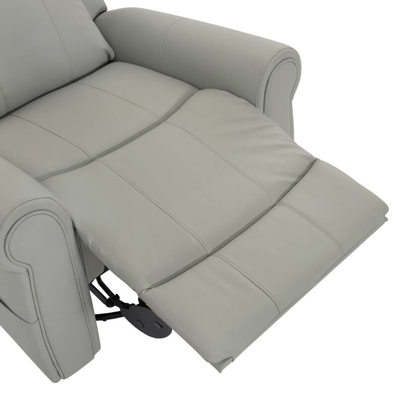 Manual Recliner 270°Swivel Rocker Chair PU Leather Recliner with Massage and Heating, Dual Reclining Positions and Side Pocket